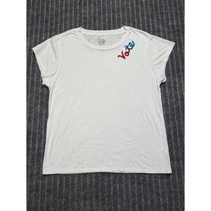 Chaser Vote Graphic Tee Women Small Embroidered Cap Sleeve Americana Minimalist‎